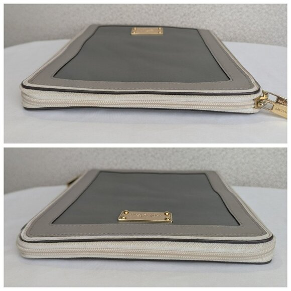 Michael Kors Ipad Tablet Zip Around Saffiano Case Holder Colorblock Gray/Grey - Picture 3 of 12